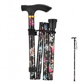 Canne de Marche Pliable Femme,Bâton de Randonnée Canne de Marche Pliable Facile pour Homme et Femme Design Floral Canne de Ma