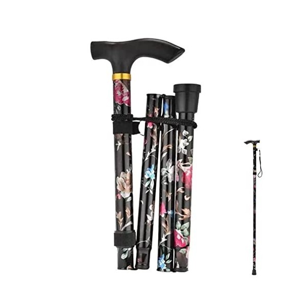 Canne de Marche Pliable Femme,Bâton de Randonnée Canne de Marche Pliable Facile pour Homme et Femme Design Floral Canne de Ma