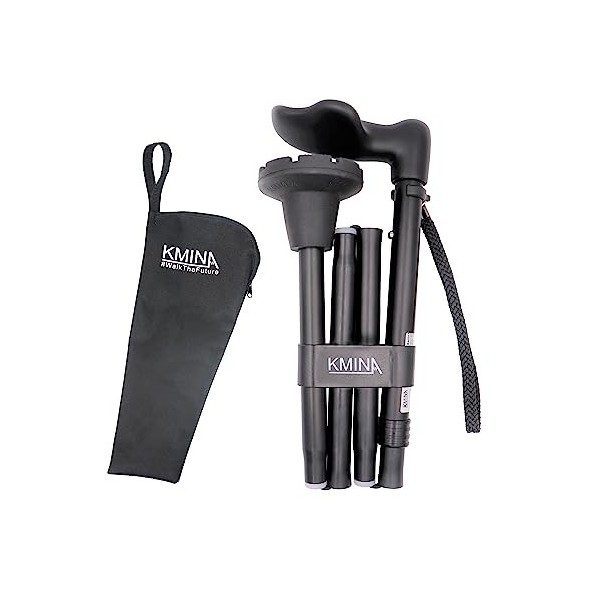 KMINA - Canne de Marche Ergonomique Droite , Canne de Marche Pliable Homme, Canne Pliante et Réglable, Canne de Marche Femme ...
