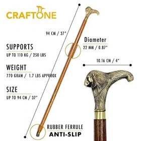 CRAFTONE Canne de marche ergonomique dépliable en bois fait à la main pour homme et femme – Canne en bois naturel – Canne de 