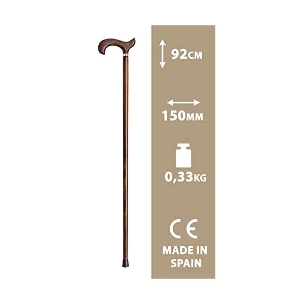 Bâton de support en bois marron foncé 92 cm, très résistant. 612 Bâton de marche pour personnes âgées, personnes âgées