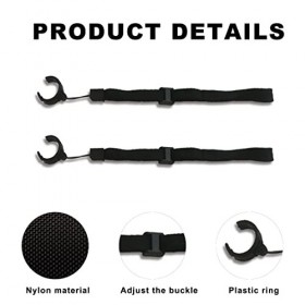 Dragonne pour canne de marche Noir 2pcs Accessoires de béquille de randonnée, anneau élastique en plastique - Longe pour pers