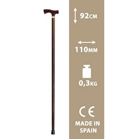 Bâton de marche avec finition élégante, poignée nacrée de coquillage rouge et bâton en bois de hêtre, résistant en caoutchouc