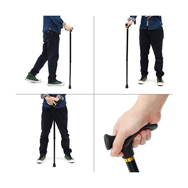 Canne à poignée Ergonomique réglable en Hauteur pour Aider à la Marche, arthrite, Prise en Main Confortable, sécurité, Gauche