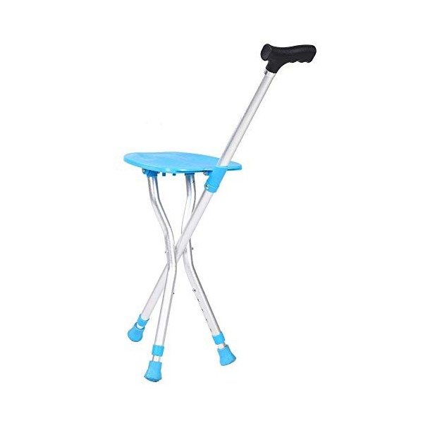 Trépied Baton de Marche avec siège, Baton Pliant réglable Chaise de béquille avec siège pour a?né