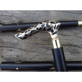 Samara Nautical Canne de marche en bois style vintage avec poignée victorienne en laiton antique