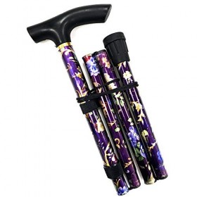 VIROSA Canne de marche pliable et réglable Motif floral Violet