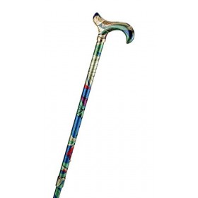 Canne de marche tendance Derby Tropical Island - Poignée Derby chic en résine coulée robuste avec design tropical - Bâton en 