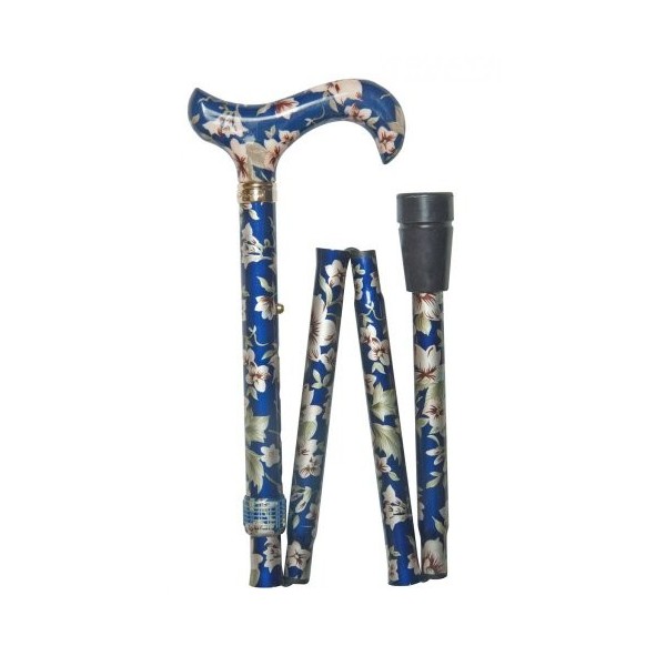 Classic Canes Canne de marche Derby réglable et pliante à motifs floraux