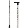Homecraft Contoured Grip Sticks, Non-Folding Walking Stick with Woodlands Flowers Shaft, Ergonomic Handle Design for Weak Gra