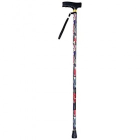 NRS Healthcare Folding Walking Stick, Blue Floral Eligible for VAT Relief in The UK 