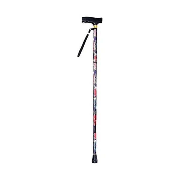 NRS Healthcare Folding Walking Stick, Blue Floral Eligible for VAT Relief in The UK 