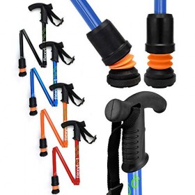 Flexyfoot Canne Pliable à Poignée Derby Absorbe Chocs Bleu Améliore Sécurité/Prise en Main, Réduit Chocs/Secousses 1 Unité