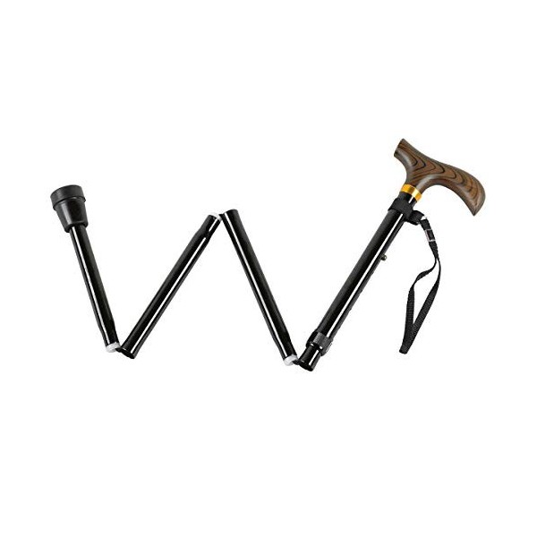 Homecraft Coloured Folding Walking Stick, 775-875 mm, Black, Height Adjustable, Portable for On the Go Travel, Lightweight Al