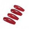 Brishow Cercueil Faux Ongles Longs Rouge Faux Ongles Ballerine Acrylique Presse sur Ongles Glossy Pleine Couverture Bâton sur