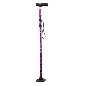 Acclaim Bowlers Bâton de marche pliable en métal avec base verte en feutre synthétique Motif floral Violet 83,8 - 94 cm