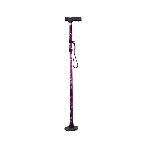 Acclaim Bowlers Bâton de marche pliable en métal avec base verte en feutre synthétique Motif floral Violet 83,8 - 94 cm