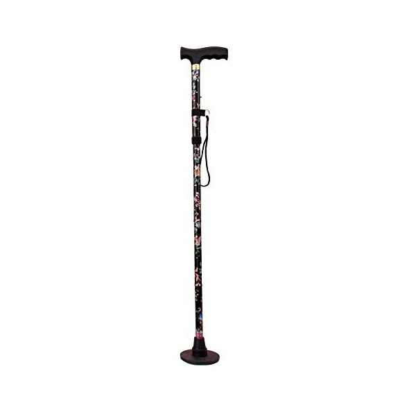 Acclaim Bowlers Bâton de marche pliable en métal avec base verte en feutre synthétique Motif floral Violet 83,8 - 94 cm