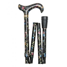 Classic Canes Canne Motif fleurs Noir