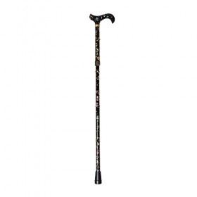 Classic Canes Canne Motif fleurs Noir