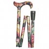 Ladies Adjustable Folding Floral Walking Stick Cane - Dark Multi Coloured by Classic Canes