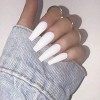 Handcess Cercueil brillant faux ongles longs blanc ballerine presse sur ongles Pure Color PARFAITEMENT faux ongles bâton sur 