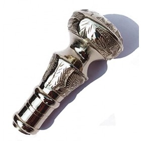 Zubaida Nauticals Poignée en laiton massif gaufré antique pour canne de marche, doré