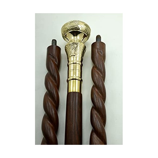 Derby Canes et bâtons de marche – Canne victorienne en bois noir ébène vintage pour homme et femme – Canne plaqué nickel avec