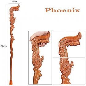 GaRcan Béquilles réglables, Canne en Bois, béquille sculptée à la Main en Forme de phénix, Cadeaux Robustes et Stables à la M