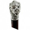 Canne de marche en étain avec poignée en bois de canne Motif lion Fabriqué en Italie