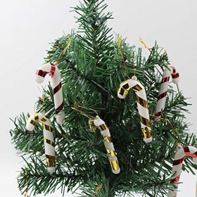 Luckiner Lot de 6 mini béquilles à suspendre Motif canne à bonbons Rouge doré