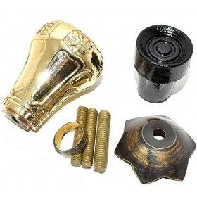 Bouton de porte unisexe en laiton Motif floral Noir