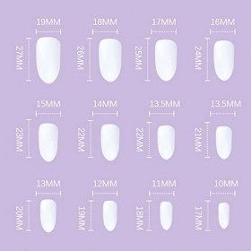 Prosy Lot de 24 faux ongles ovales à presser en forme de ballerine - Couleur bleue - Brillante - Couverture complète - Pour f