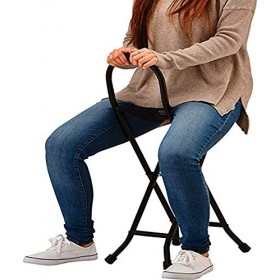 Tabouret de Marche Pliant, Tabouret de Canne de Marche 2 en 1 avec poignée de Coussin de Fronde, Tabouret de béquille en Alum