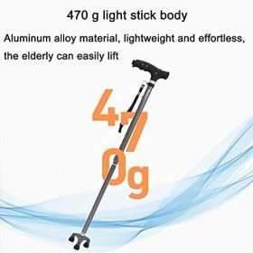 Béquille pour Personnes âgées en Alliage daluminium, Canne de Marche télescopique réglable avec lumière LED, Marcheur Pliant