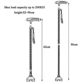 Poignée Ergonomique Cannes à Hauteur réglable avec lumière LED pour Hommes/Femmes arthrite Personnes âgées handicapées béquil