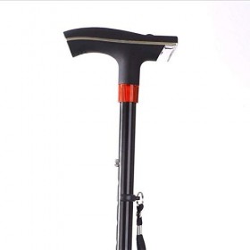 Bâton de Marche Noir en Alliage daluminium, éclairage LED, béquilles Portables Pliantes à Hauteur réglable, avec Alerte, Dem