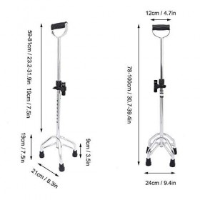 Canne de Marche pour Personnes âgées, 10 Vitesses réglables en Hauteur télescopique en Alliage daluminium à Quatre Pieds Sta