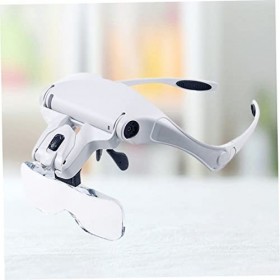 NIYANGLE Casque Travail LED Loupe Miroir Verre LED Mains Pare-Soleil Loupe Loupe LED Loupe avec Lumières Faux Cils Verre Loup
