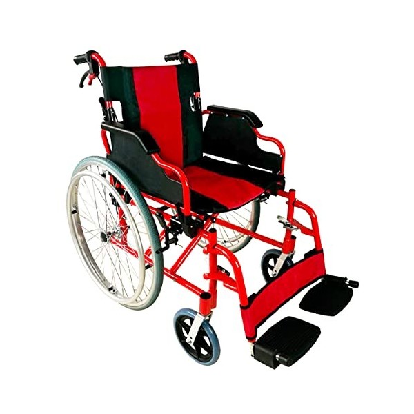 Mobiclinic, Fauteuil roulant pliant, Mod. Torre, Aluminium, Double système de freinage, Repose-pieds et Accoudoirs rabattable