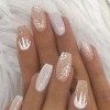 Brishow Cercueil Faux Ongles Court Faux Ongles Neige Glitter Décorations De Noël Appuyez sur les Ongles Ballerine Acrylique B