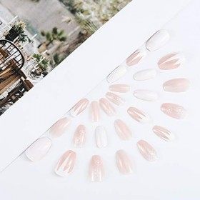 Brishow Cercueil Faux Ongles Court Faux Ongles Neige Glitter Décorations De Noël Appuyez sur les Ongles Ballerine Acrylique B