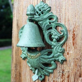 Cloche de porte en fonte, cloche de décor antique Sonnette antique Décorations murales de jardin en fonte créatives Style eur