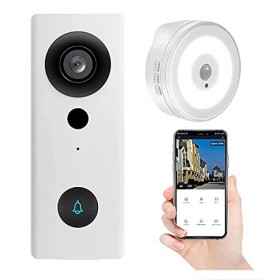 Notedi Sonnette vidéo WiFi sans fil - 1080p - Appel téléphonique audio - Caméra compatible Little Happy