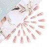 Brishow Cercueil Faux Ongles Cloud Press on Nails Rose Long Faux Ongles Ballerine Acrylique French Faux Ongles 24pcs pour Fem