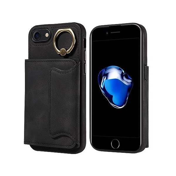Compatible avec iPhone 6/7/8/SE Coque avec Porte-Cartes, étui Portefeuille en Cuir de qualité supérieure Coque arrière de Pro