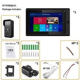 Notedi Sonnette de porte sans fil WIFI 7" avec caméra filaire HD 1080p avec vision nocturne, prise en charge de lapplication