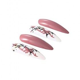 Brishow Faux Ongles Amandes Long Faux Ongles Glitter Press on Nails Bellarina Acrylique Bâton sur Ongles 24 pcs pour Femmes e