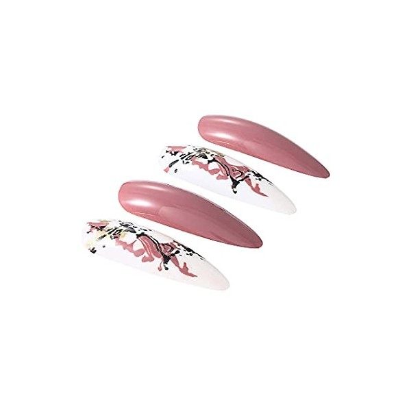 Brishow Faux Ongles Amandes Long Faux Ongles Glitter Press on Nails Bellarina Acrylique Bâton sur Ongles 24 pcs pour Femmes e