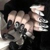 Sethexy Mat Stylet Longue Faux ongles Noir blanc Serpent Style de mode Faux ongles 24 pièces Acrylique Art Couverture complèt